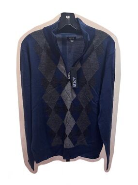 APT. 9 Navy Argyle Quarter Zip Sweater